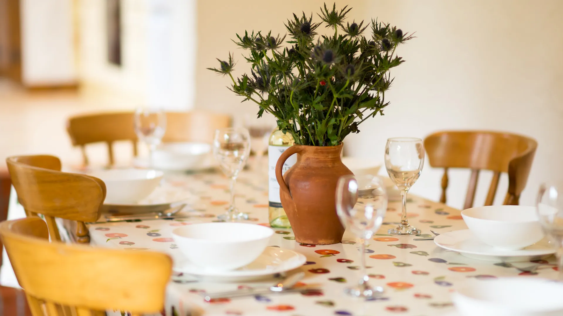 The Byre table and flowers